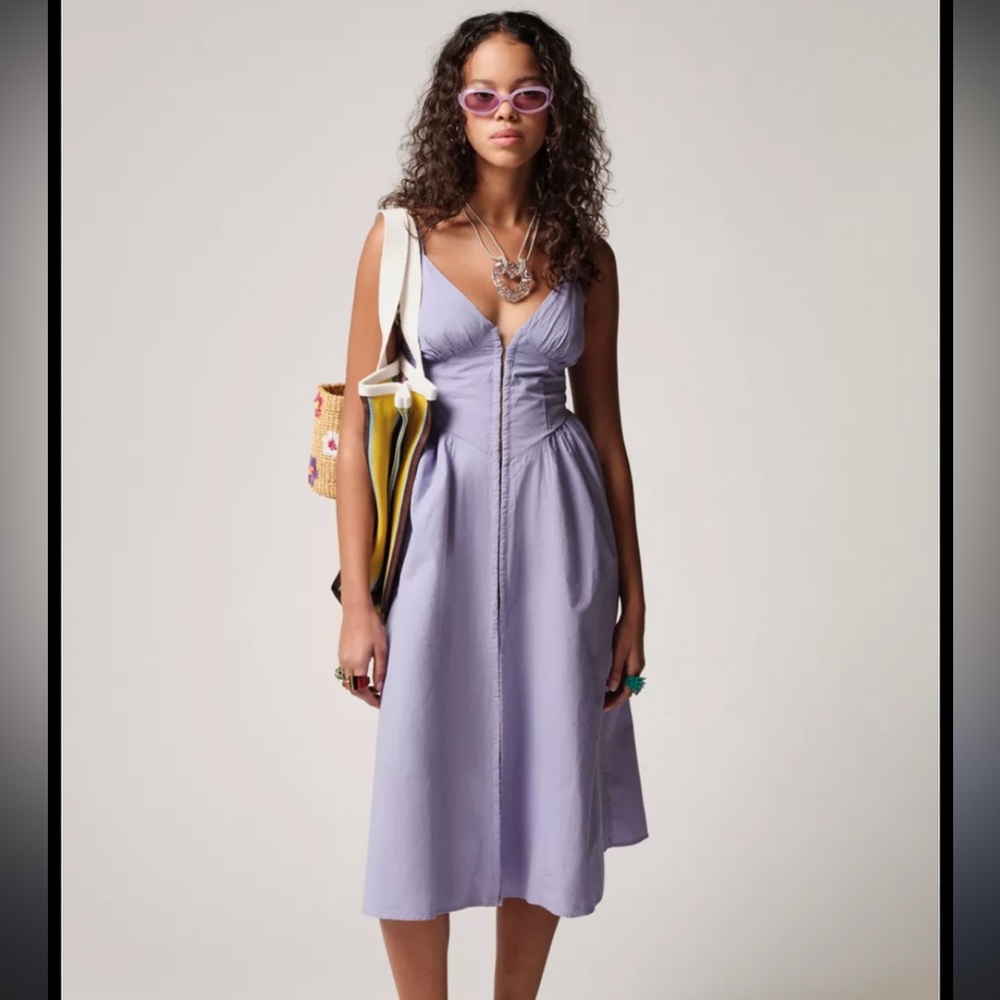 Urban Outfitters UO Cedar Poplin Corset Midi Dress